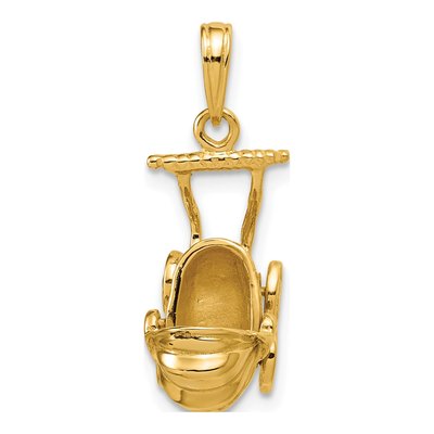 14K Yellow Gold Baby Carriage Pendant