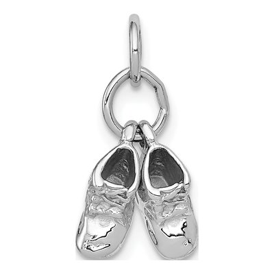 14K White Gold 3-D Baby Shoes Pendant