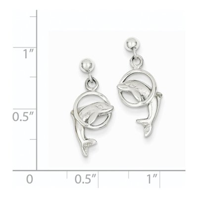 14K White Gold Dolphin Dangle Earrings – view 5
