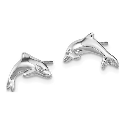14K White Gold Dolphin Stud Earrings – view 3