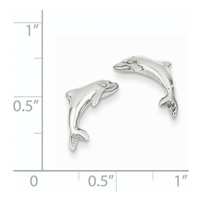 14K White Gold Dolphin Stud Earrings – view 5