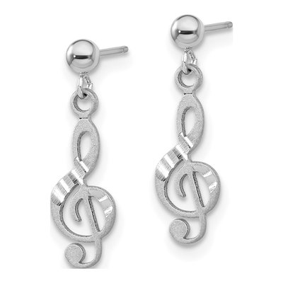 14K White Gold Treble Clef Dangle Earrings – view 2