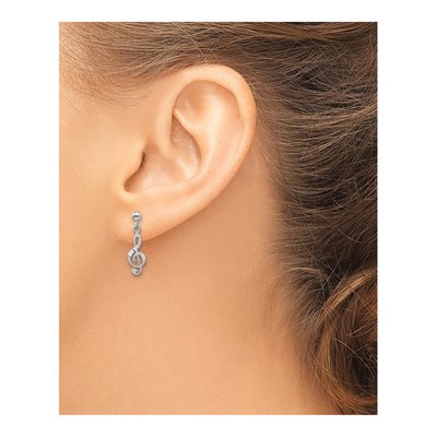 14K White Gold Treble Clef Dangle Earrings – view 3