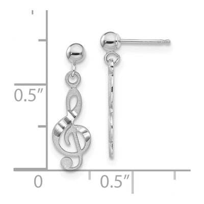 14K White Gold Treble Clef Dangle Earrings – view 4