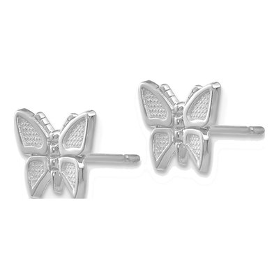 14K White Gold Butterfly Stud Earrings – view 3
