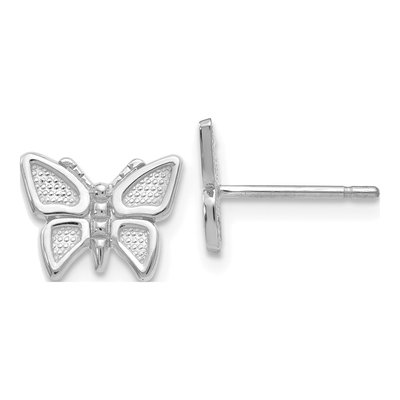 14K White Gold Butterfly Stud Earrings