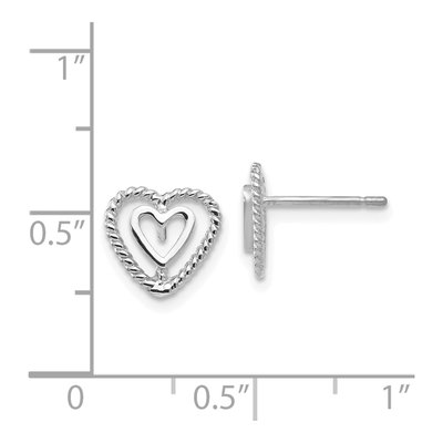 14K White Gold Open Heart-In-Heart Stud Earrings – view 5