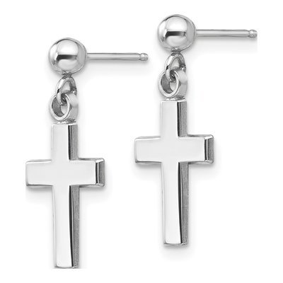 14K White Gold Cross Dangle Earrings – view 3
