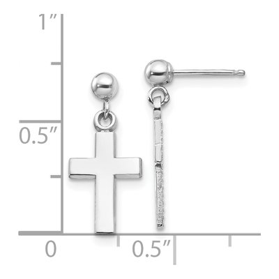 14K White Gold Cross Dangle Earrings – view 5