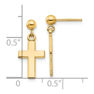 14K Yellow Gold Cross Dangle Earrings – view 4