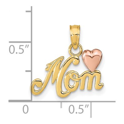14K Two-Tone Gold MOM Heart Pendant – view 4