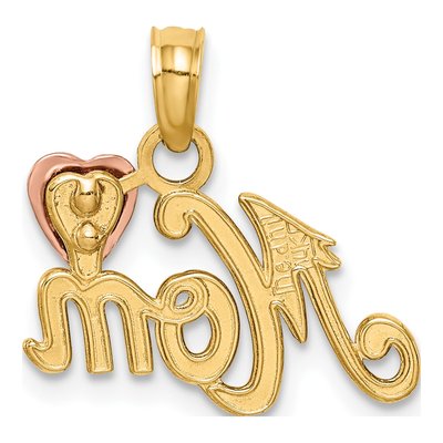 14K Two-Tone Gold MOM Heart Pendant – view 5