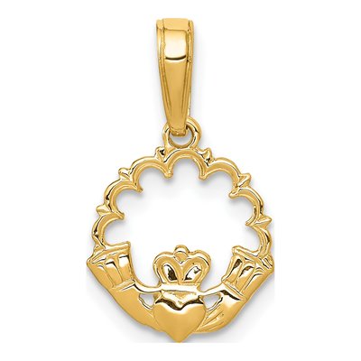14K Yellow Gold Claddagh Pendant