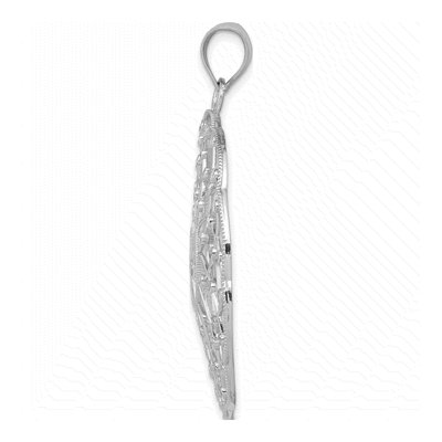 14K White Gold Diamond-Cut Spiral Circle Pendant – view 3