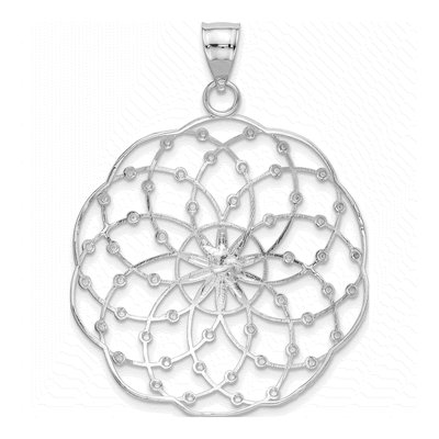 14K White Gold Diamond-Cut Spiral Circle Pendant – view 4