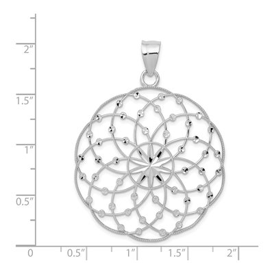 14K White Gold Diamond-Cut Spiral Circle Pendant – view 5