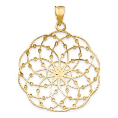 14K Yellow Gold Spiral Circle Pendant – view 4