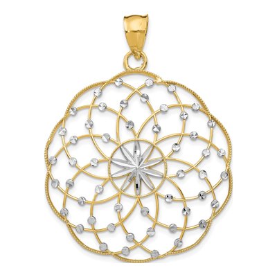14K Yellow Gold Spiral Circle Pendant