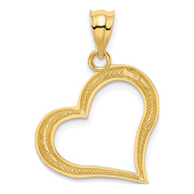 14K Yellow Gold Open Dangling Heart Pendant – view 4