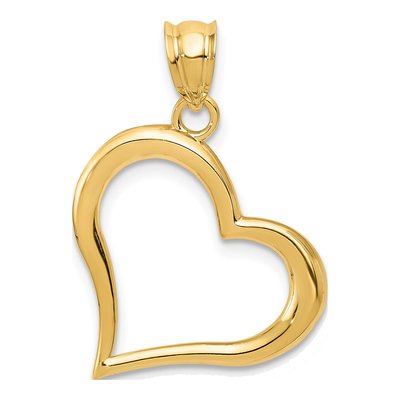 14K Yellow Gold Open Dangling Heart Pendant