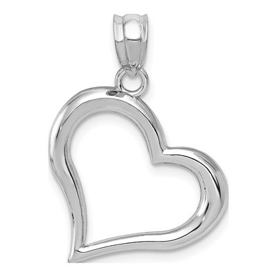 14K White Gold Open Heart Pendant