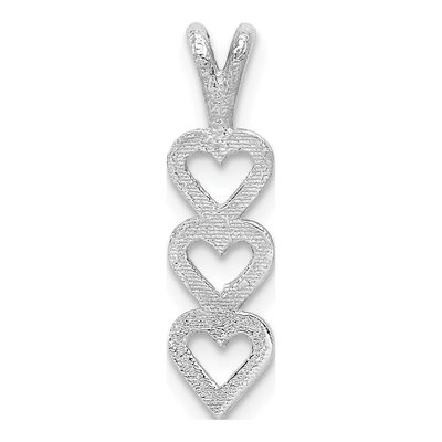 14K White Gold Triple Heart Pendant