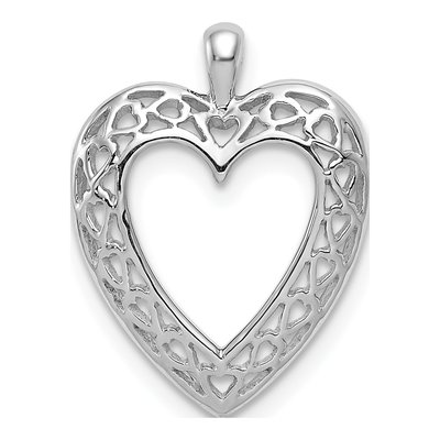 14K White Gold Cut-Out Heart Border Pendant
