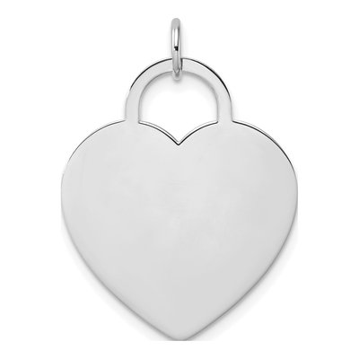 14K White Gold Heart Disc Pendant