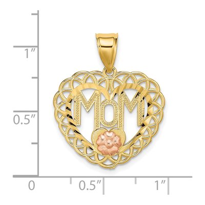 14K Two-Tone Gold MOM Heart Frame Pendant – view 4