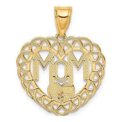 14K Two-Tone Gold MOM Heart Frame Pendant – view 5