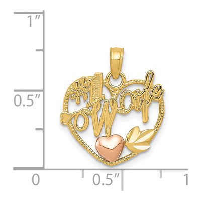 14K Two-Tone Gold Wife Heart Number 1 Pendant – view 5