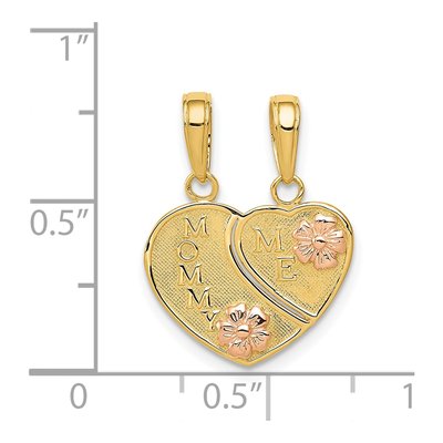 14K Two-Tone Gold Mommy Me Heart Set Pendant – view 4
