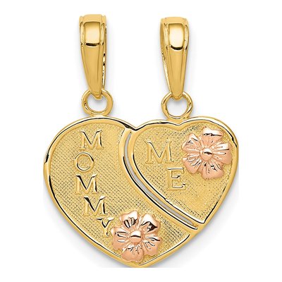 14K Two-Tone Gold Mommy Me Heart Set Pendant