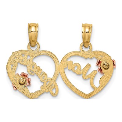 14K Two-Tone Gold Mom Daughter Heart Set Pendant – view 5