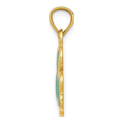 14K Yellow Gold Enameled Leaf Clover Pendant – view 3
