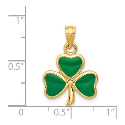 14K Yellow Gold Enameled Leaf Clover Pendant – view 5
