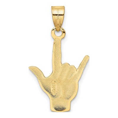 14K Yellow Gold I Love You Hand Sign Charm – view 4