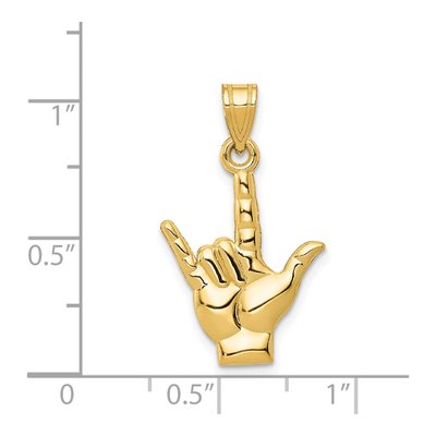 14K Yellow Gold I Love You Hand Sign Charm – view 5