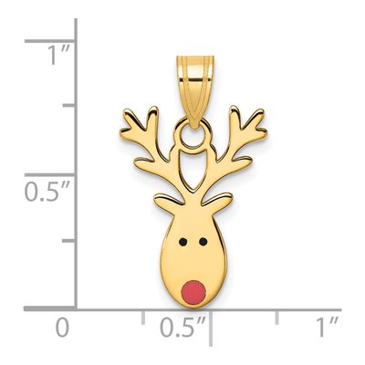 14K Yellow Gold Enameled Reindeer Pendant – view 5