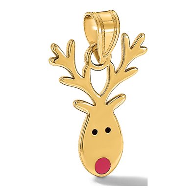 14K Yellow Gold Enameled Reindeer Pendant – view 6