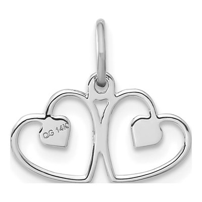 14K White Gold Double Heart Pendant – view 5