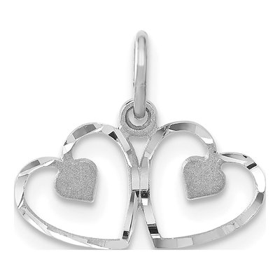 14K White Gold Double Heart Pendant