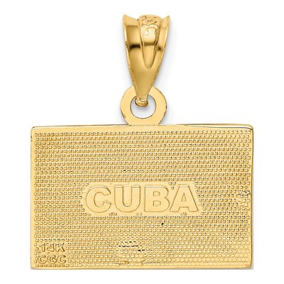 14K Yellow Gold Enameled Cuba Flag Pendant – view 4