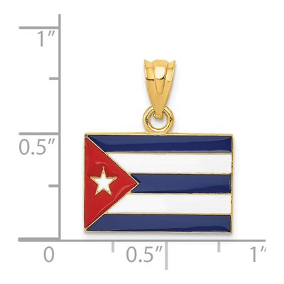 14K Yellow Gold Enameled Cuba Flag Pendant – view 5