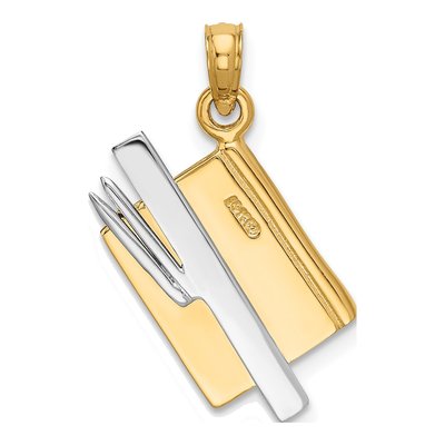 14K Two-Tone Gold Enameled ABC School Book Pendant – view 4