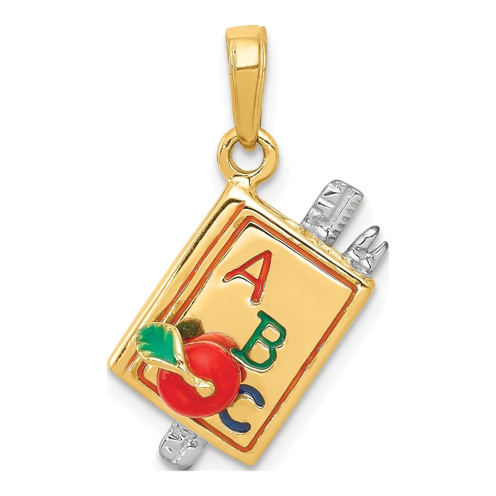 14K Two-Tone Enameled ABC School Book Pendant