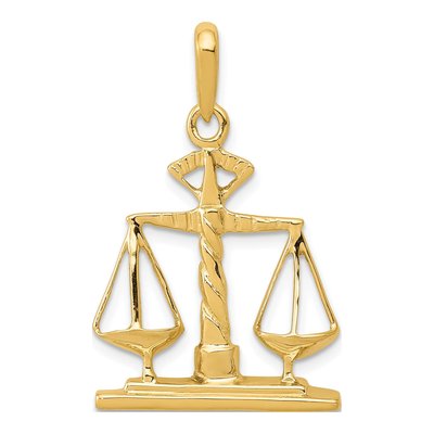 14K Yellow Gold Scales of Justice Pendant