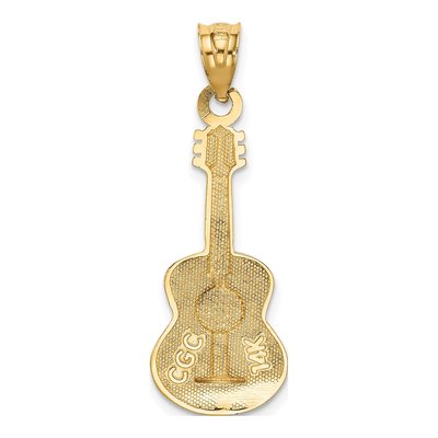 14K Yellow Gold Brown Enamel Guitar Pendant – view 4