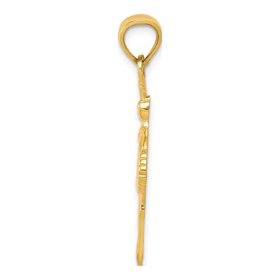 14K Yellow Gold Pink Enamel Ballerina Pendant – view 3