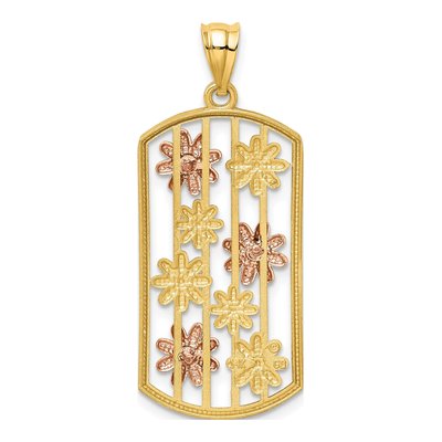 14K Two-Tone Gold Framed Daisy Pendant – view 4